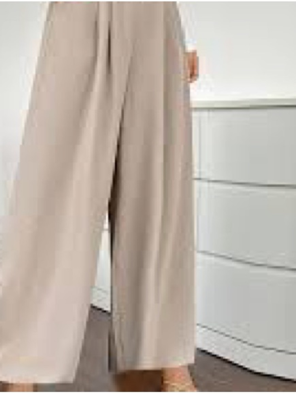 Wide-Leg High-Waist Pants in Taupe by Elissia